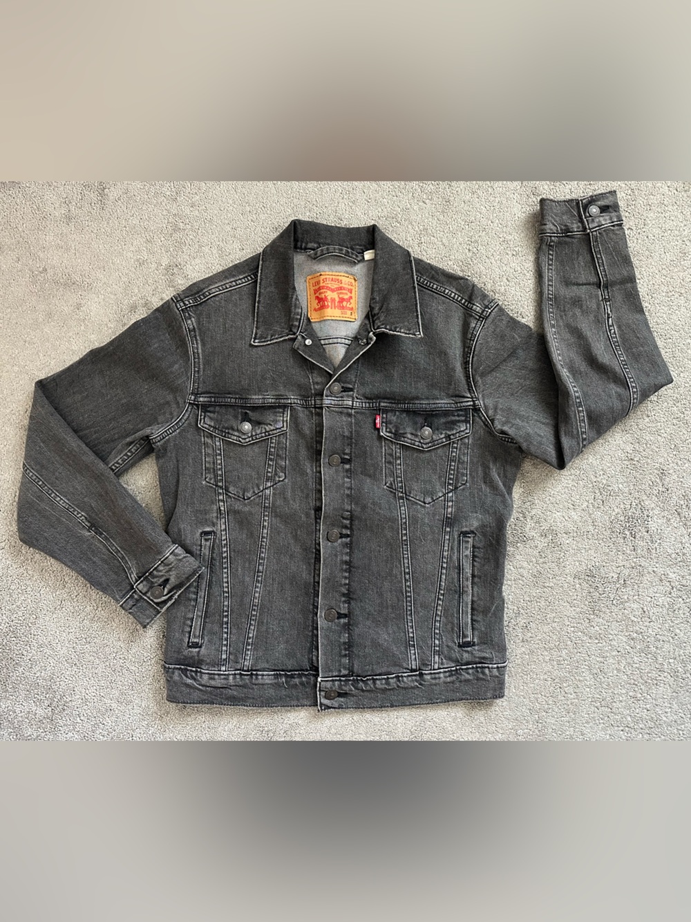 Levi’s Men’s Denim Jacket Stonewash Black/Gray Trucker Button Up Size Small